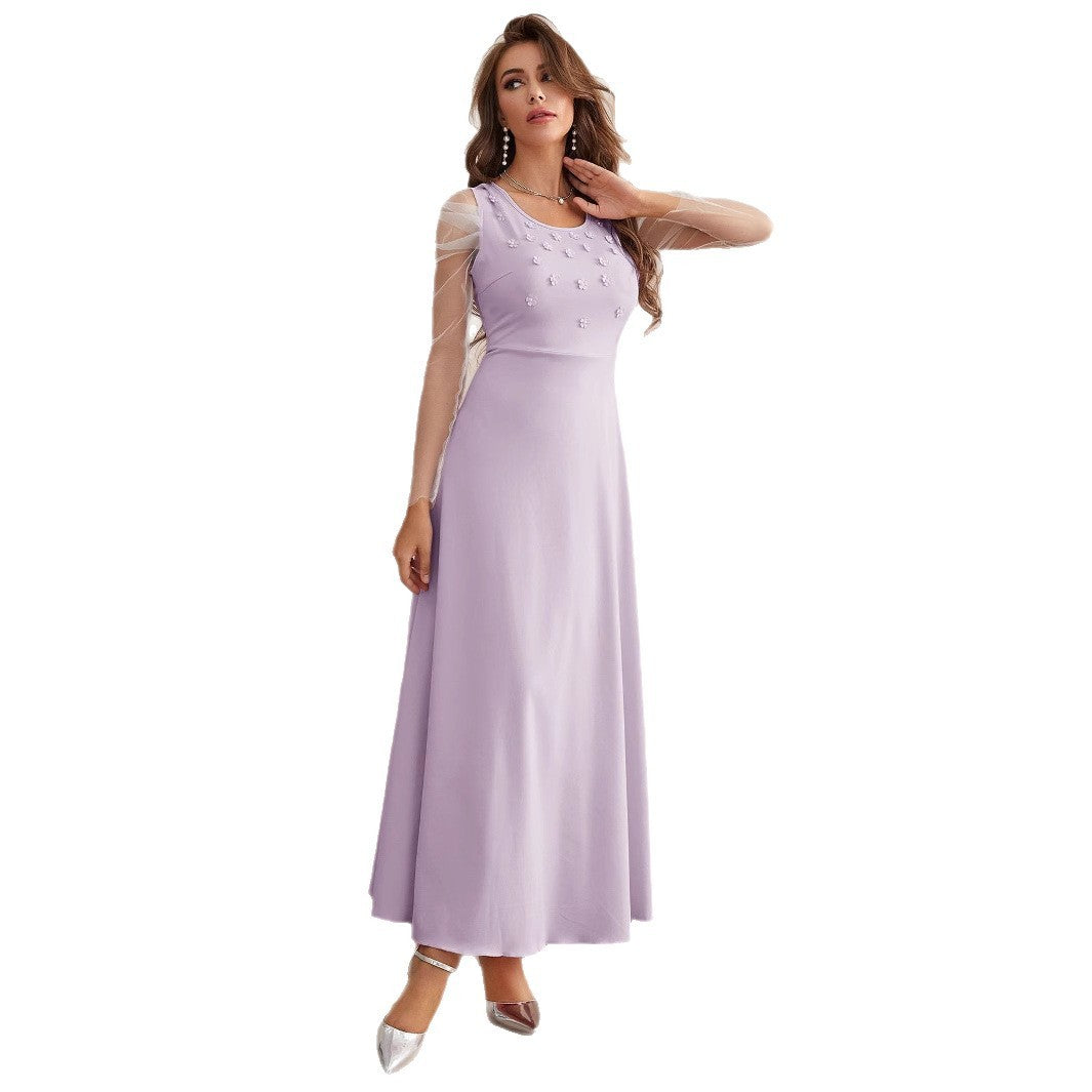 Fashion Elegant Mesh Sleeves Women's Dress