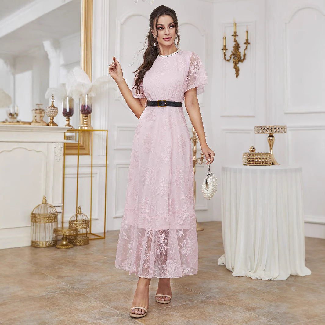Lace Elegant Women's Dress Including Belt