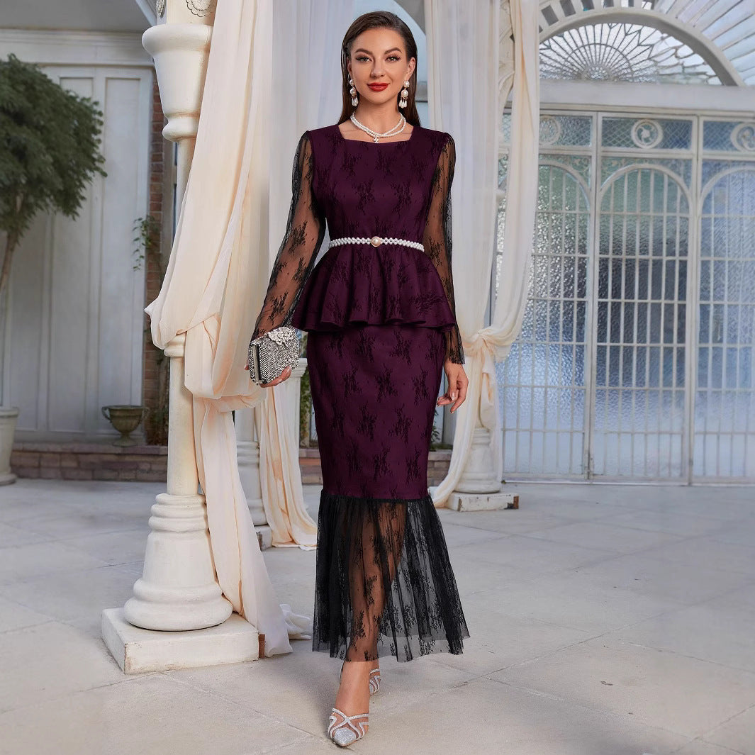 Lace Stitching Coat Skirt Two-piece Suit