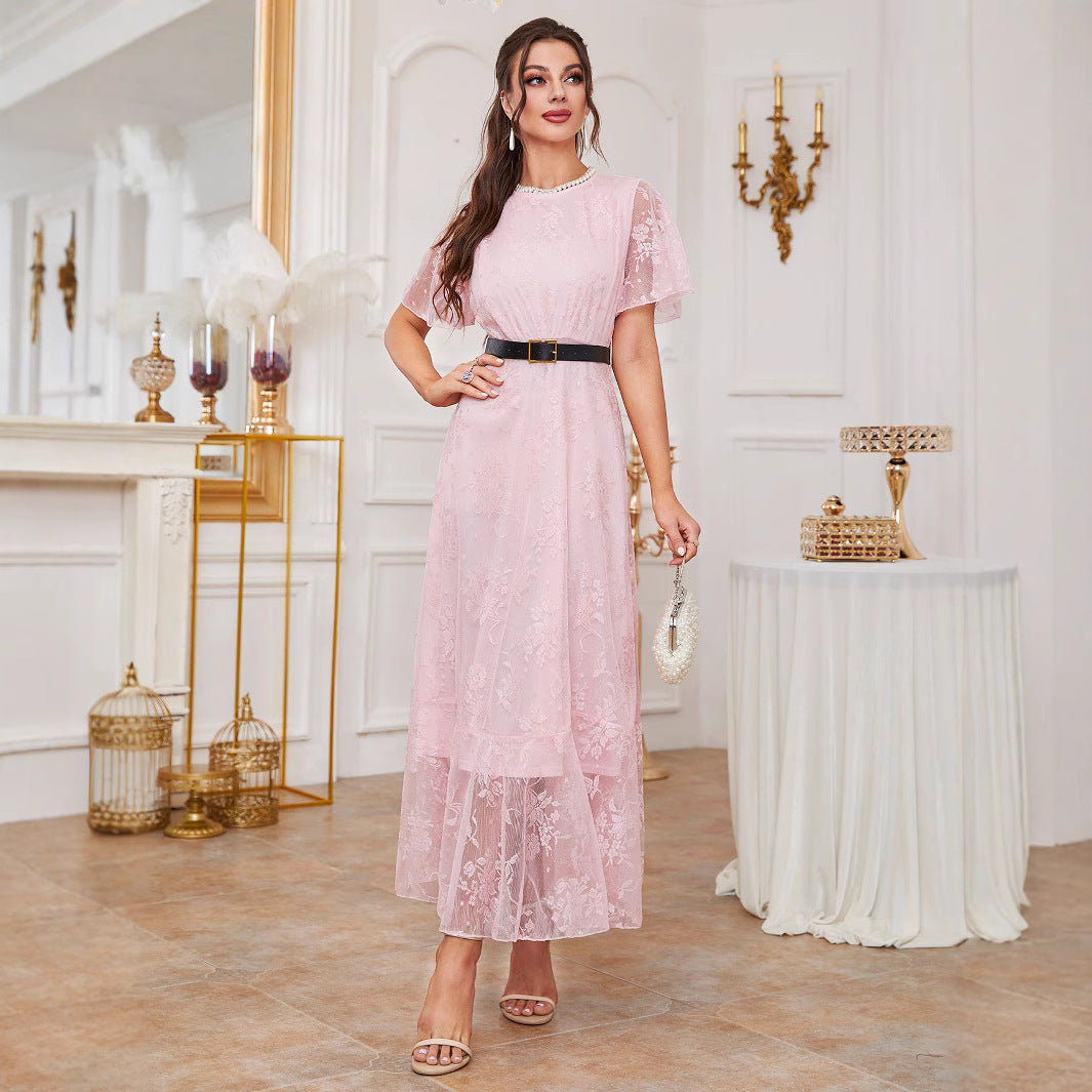 Lace Elegant Women's Dress Including Belt