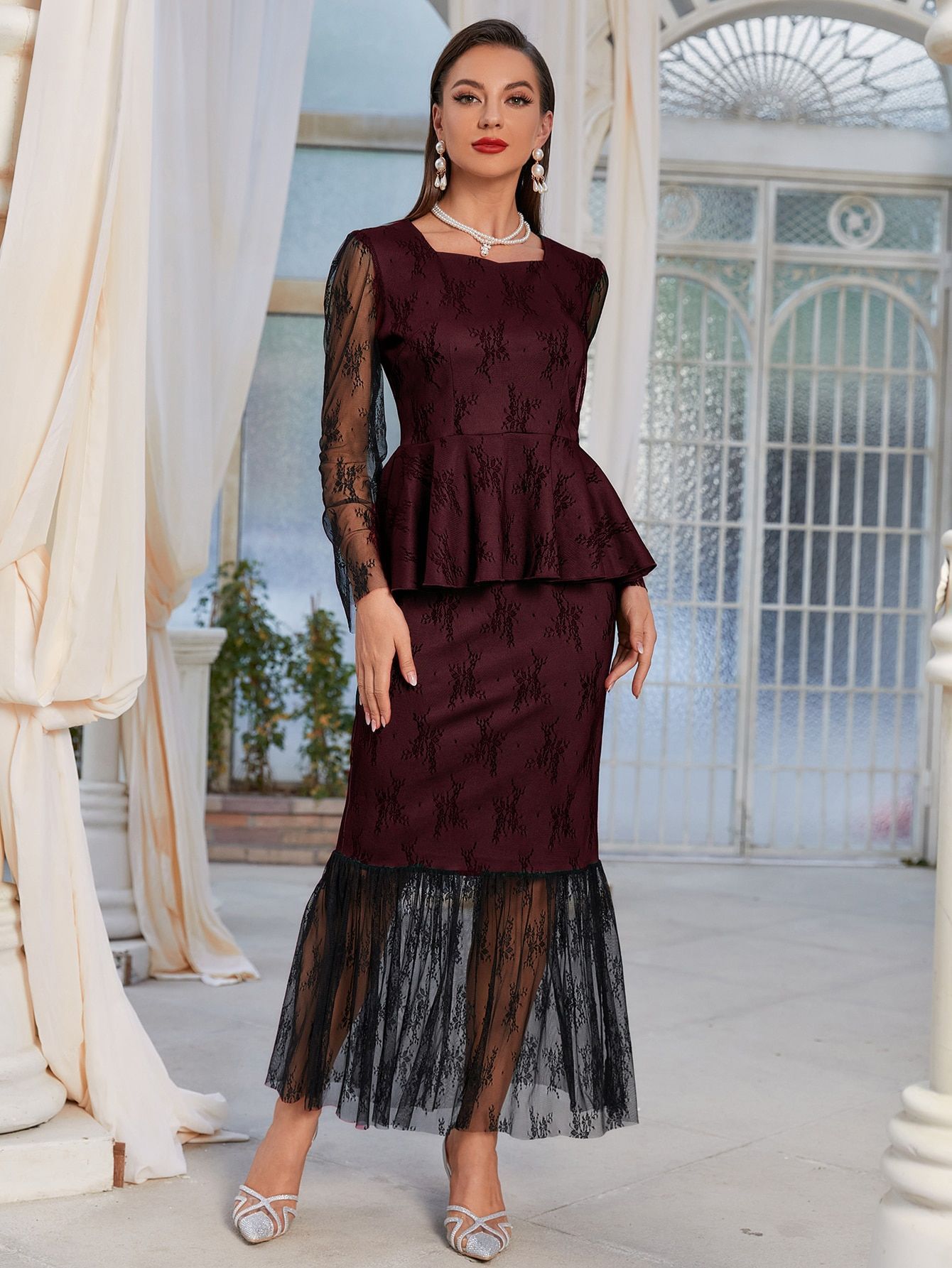 Lace Stitching Coat Skirt Two-piece Suit