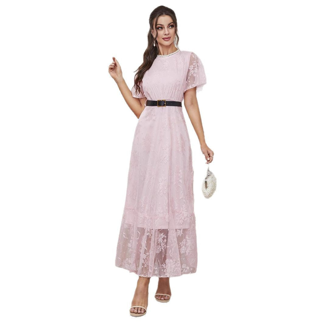 Lace Elegant Women's Dress Including Belt