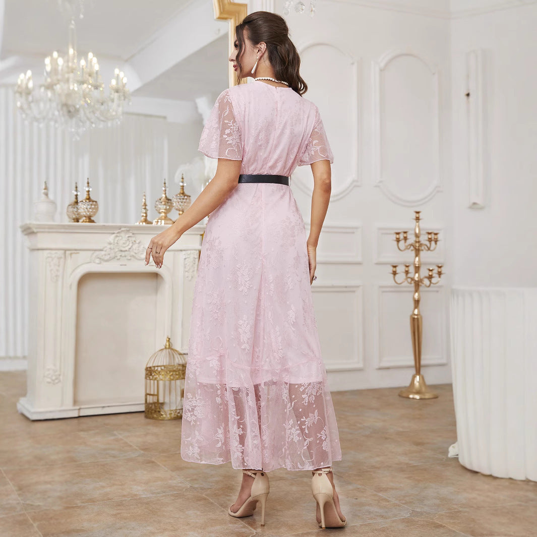 Lace Elegant Women's Dress Including Belt
