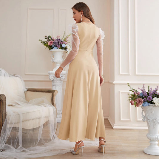 Fashion Elegant Mesh Sleeves Women's Dress