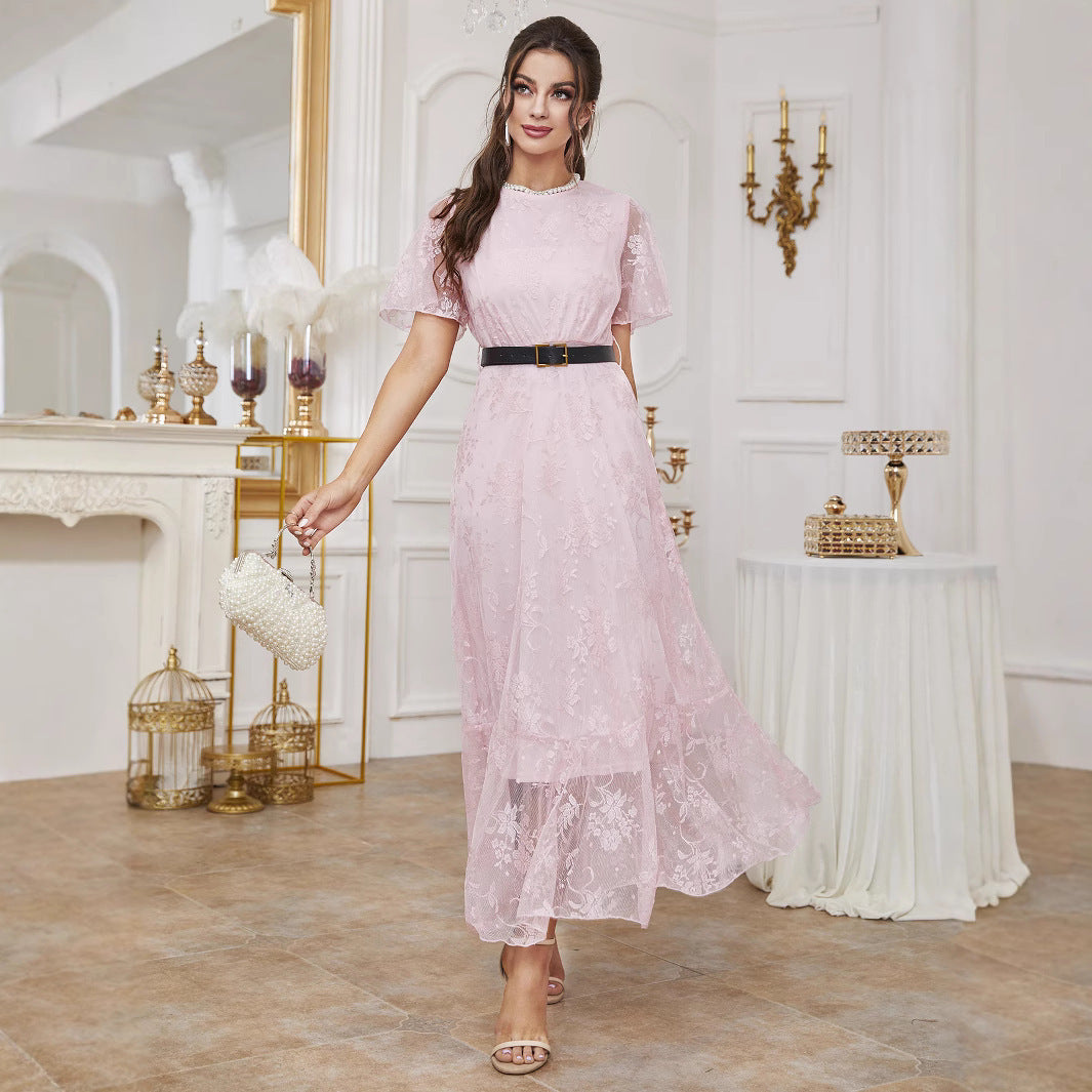 Lace Elegant Women's Dress Including Belt